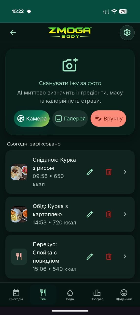 Способи додавання їжі у ZMOGA Body